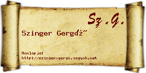 Szinger Gergő névjegykártya